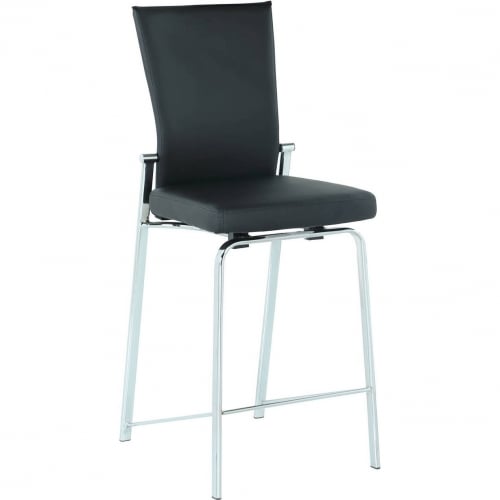 Molly Motion Back Bar Stool in Black Leatherette & Chrome